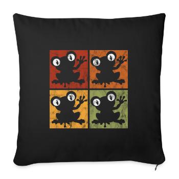 Frosch Frösche Geschenk für Kinder Lustig Witzig - Sofakissenbezug 45 x 45 cm - Schwarz - Vorne
