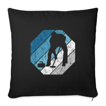Eis Curling Curler Eisstockschießen Retro Geschenk - Sofakissenbezug 45 x 45 cm - Schwarz - Vorne