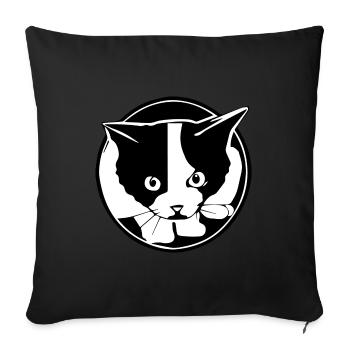 Black and White Cat - Sofa pillowcase 17,3'' x 17,3'' (45 x 45 cm) - black - Front