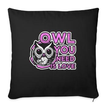 Les hiboux sont l’amour Owl Owl dont vous avez besoin - Housse de coussin décorative 45 x 45 cm - noir - Devant