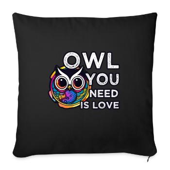 Love Counts Owl Owls - Sofa pillowcase 17,3'' x 17,3'' (45 x 45 cm) - black - Front