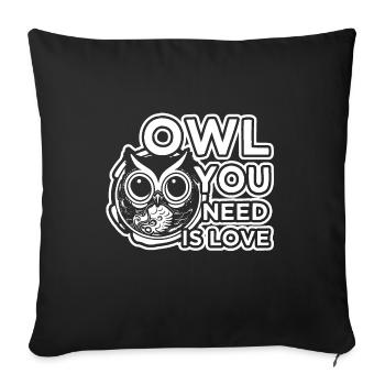 Love Funny Funshirt Hibou Hibou Oiseau - Housse de coussin décorative 45 x 45 cm - noir - Devant