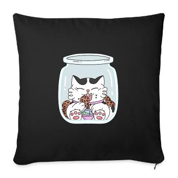 Food cat - Housse de coussin décorative 45 x 45 cm - noir - Devant