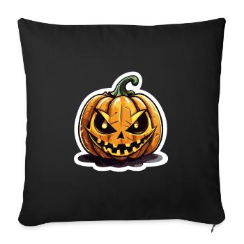 Citrouille Jack o' Lantern menaçante - Housse de coussin décorative 45 x 45 cm - noir - Devant