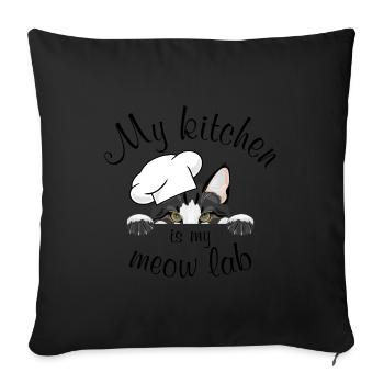 Ma cuisine est mon laboratoire de miaulement - Housse de coussin décorative 45 x 45 cm - noir - Devant