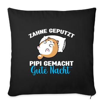 Katzen Schlafshirt Dicke Katze Gute Nacht - Sofakissenbezug 45 x 45 cm - Schwarz - Vorne