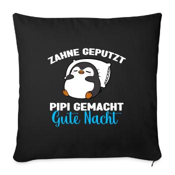 Pinguin Schlafshirt Pinguin Gute Nacht - Sofakissenbezug 45 x 45 cm - Schwarz - Vorne