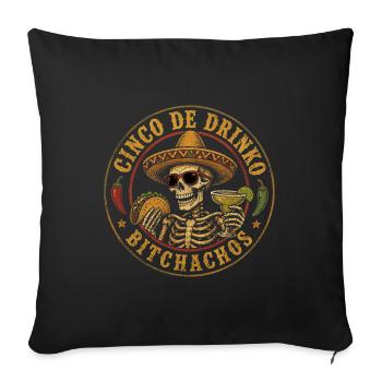 Cinco de Drinko: Hippie Skeleton and Taco - Sofa pillowcase 17,3'' x 17,3'' (45 x 45 cm) - black - Front