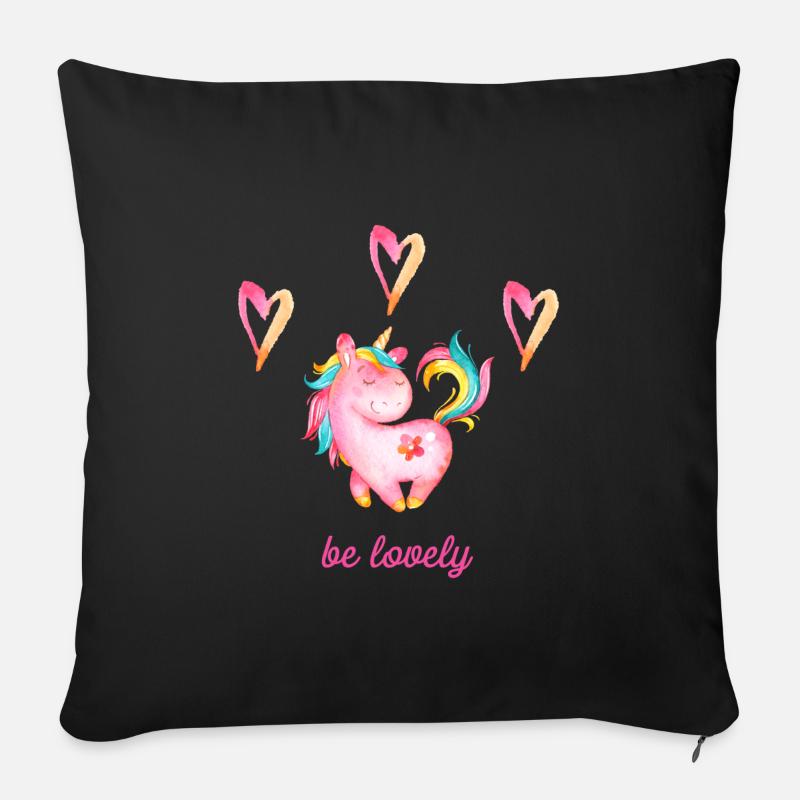 être belle - licorne licornes créatures mythiques cadeau - Housse de coussin décorative 45 x 45 cm - noir