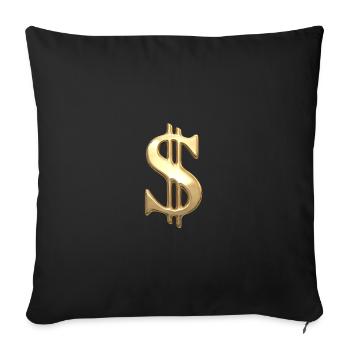 Dollar sign in gold - Sofa pillowcase 17,3'' x 17,3'' (45 x 45 cm) - black - Front