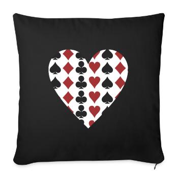 Jeu de cartes Poker Heart - Housse de coussin décorative 45 x 45 cm - noir - Devant