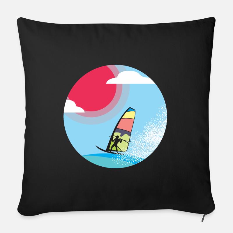 Windsurfer - Sofakissenbezug 45 x 45 cm - Schwarz