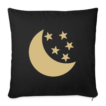 MOON AND STARS - Sofa pillowcase 17,3'' x 17,3'' (45 x 45 cm) - black - Front