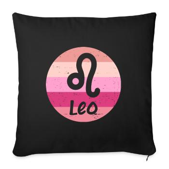 Zodiac sign Leo - Sofa pillowcase 17,3'' x 17,3'' (45 x 45 cm) - black - Front
