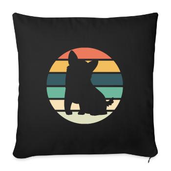 Corgi - Housse de coussin décorative 45 x 45 cm - noir - Devant