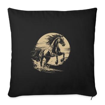 Galloping Horse Silhouette Vintage - Sofa pillowcase 17,3'' x 17,3'' (45 x 45 cm) - black - Front