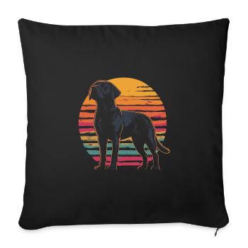 Labrador Vintage Coucher de soleil - Housse de coussin décorative 45 x 45 cm - noir - Devant