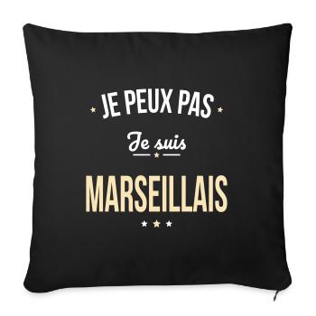 Je peux pas je suis Marseillais - Housse de coussin décorative 45 x 45 cm - noir - Devant