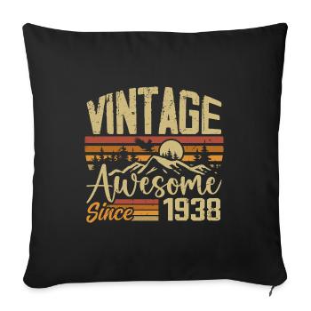 Vintage 1938 Rétro Cadeau D’anniversaire 1938 - Housse de coussin décorative 45 x 45 cm - noir - Devant