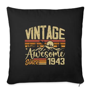 Vintage 1943 Rétro Cadeau D’anniversaire 1943 - Housse de coussin décorative 45 x 45 cm - noir - Devant