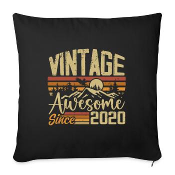 Vintage 2020 Rétro Cadeau D’anniversaire 2020 - Housse de coussin décorative 45 x 45 cm - noir - Devant