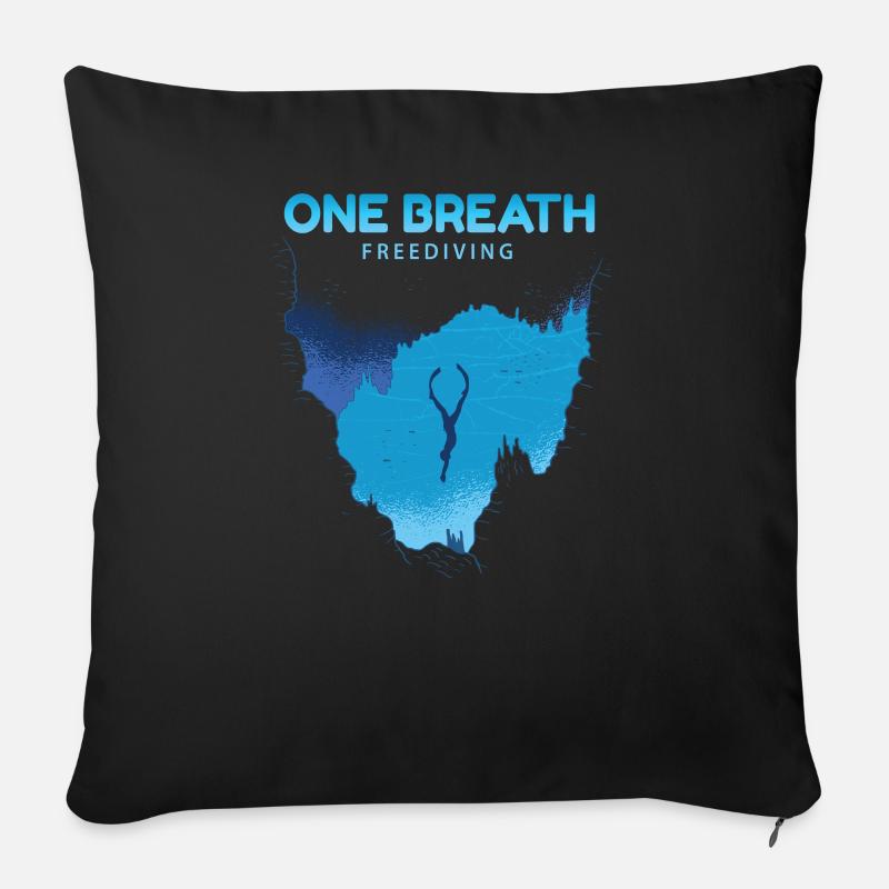 Apnée de plongée sous-marine One Breath Freediving - Housse de coussin décorative 45 x 45 cm - noir