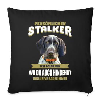 Deutsch Drahthaar - Deutsch Drahthaar Hund - Sofakissenbezug 45 x 45 cm - Schwarz - Vorne