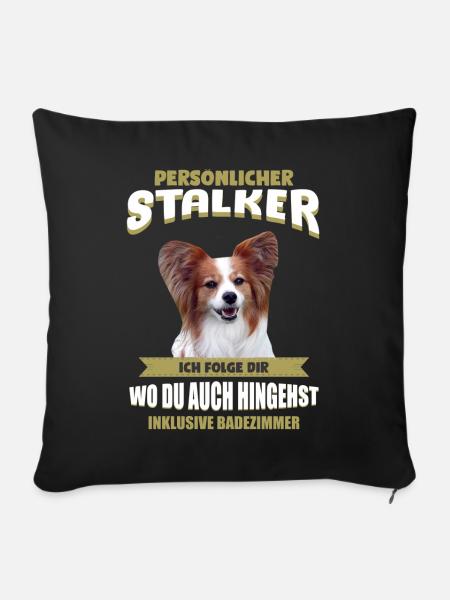 Papillon Hund - Papillon - Sofakissenbezug 45 x 45 cm - Schwarz