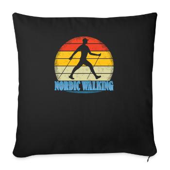 Nordic Walking Gift Sport Design - Sofa pillowcase 17,3'' x 17,3'' (45 x 45 cm) - black - Front