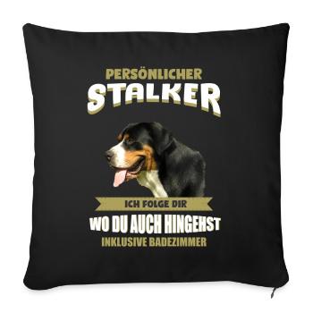 Grosser Schweizer Sennenhund - Sofakissenbezug 45 x 45 cm - Schwarz - Vorne