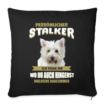 Westie Hund - Westie - Sofakissenbezug 45 x 45 cm - Schwarz - Vorne