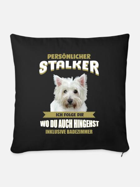 Westie Hund - Westie - Sofakissenbezug 45 x 45 cm - Schwarz