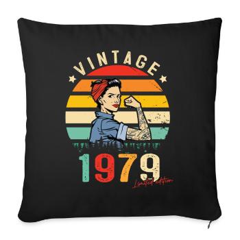 1979 Vintage Édition limitée Cadeau Femmes - Housse de coussin décorative 45 x 45 cm - noir - Devant