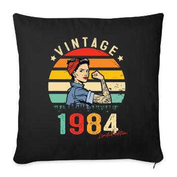 1984 Vintage Édition limitée Cadeau Femmes - Housse de coussin décorative 45 x 45 cm - noir - Devant
