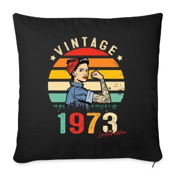 1973 Vintage Édition limitée Cadeau Femmes - Housse de coussin décorative 45 x 45 cm - noir - Devant