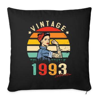 1993 Vintage Édition limitée Cadeau Femmes - Housse de coussin décorative 45 x 45 cm - noir - Devant