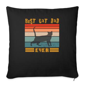 Conception de papa chat pour les amoureux des chats - Housse de coussin décorative 45 x 45 cm - noir - Devant