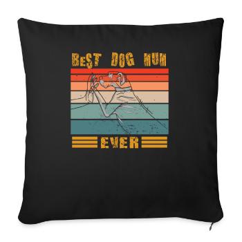 Mama Dog Design pour les amoureux des animaux - Housse de coussin décorative 45 x 45 cm - noir - Devant