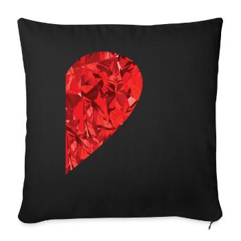 Partner look heart as a gift idea - Sofa pillowcase 17,3'' x 17,3'' (45 x 45 cm) - black - Front