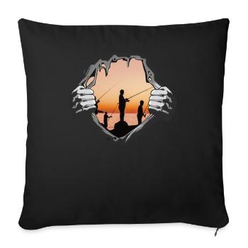 Angler Gift Idea Hobby Fishing - Housse de coussin décorative 45 x 45 cm - noir - Devant