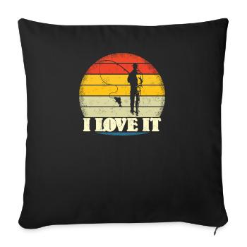 Idée cadeau pêcheur Hobby Pêche - Housse de coussin décorative 45 x 45 cm - noir - Devant