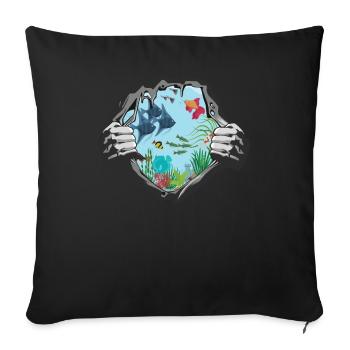 Aquaristik Geschenkidee Fisch Design - Sofakissenbezug 45 x 45 cm - Schwarz - Vorne