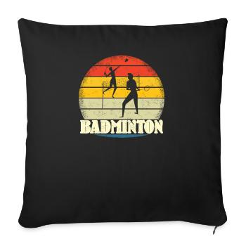 Badminton Spieler Geschenkidee Design - Sofakissenbezug 45 x 45 cm - Schwarz - Vorne