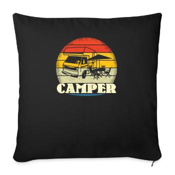 Camper Gift Idea Camping - Sofa pillowcase 17,3'' x 17,3'' (45 x 45 cm) - black - Front