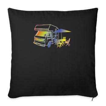 Camper Gift Idea Camping - Sofa pillowcase 17,3'' x 17,3'' (45 x 45 cm) - black - Front