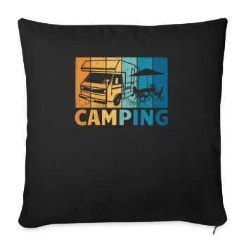 Camper Gift Idea Camping - Sofa pillowcase 17,3'' x 17,3'' (45 x 45 cm) - black - Front