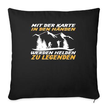 Wandern Zubehör Wanderer Motiv - Sofakissenbezug 45 x 45 cm - Schwarz - Vorne