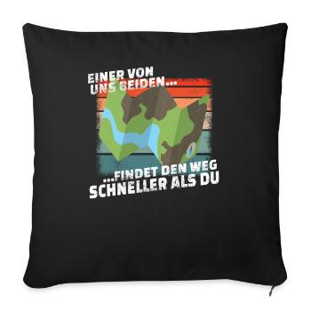 Hiking Accessories Wanderer Motif - Sofa pillowcase 17,3'' x 17,3'' (45 x 45 cm) - black - Front