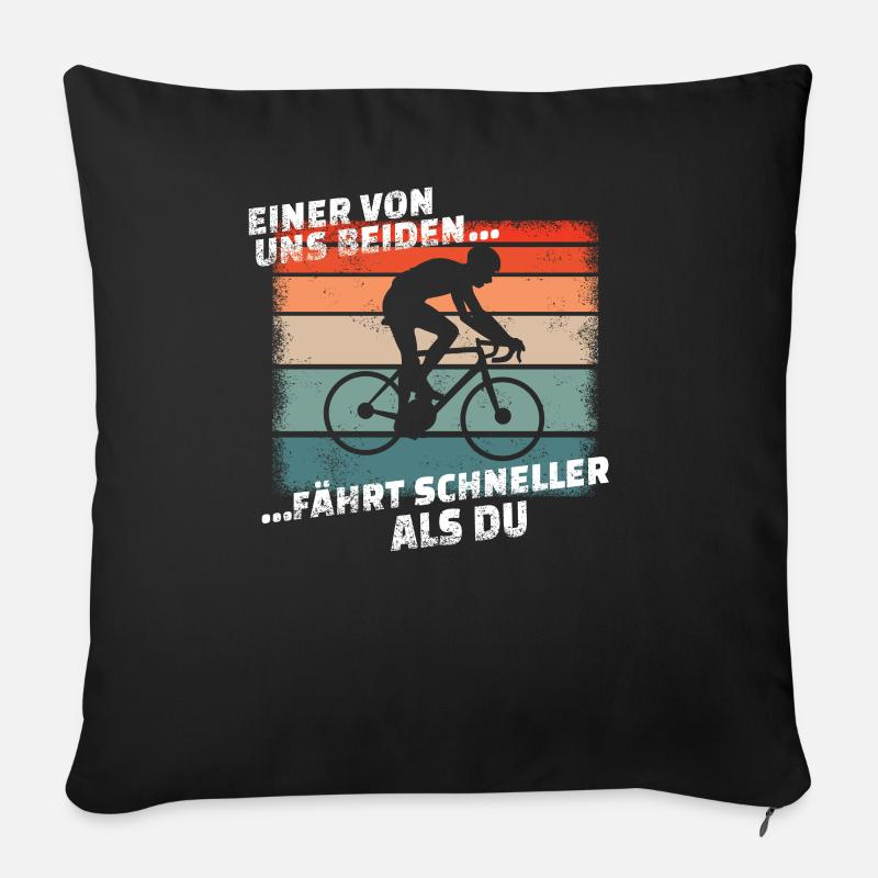 Fahrrad Zubehör Radfahrer Motiv - Sofakissenbezug 45 x 45 cm - Schwarz