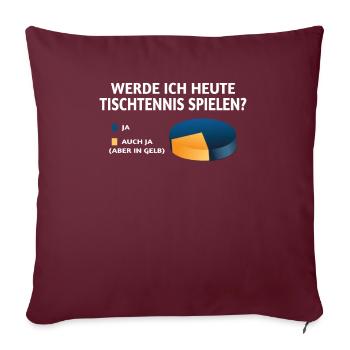 Tischtennis Zubehör Pingpong Motiv - Sofakissenbezug 45 x 45 cm - Burgunderrot - Vorne